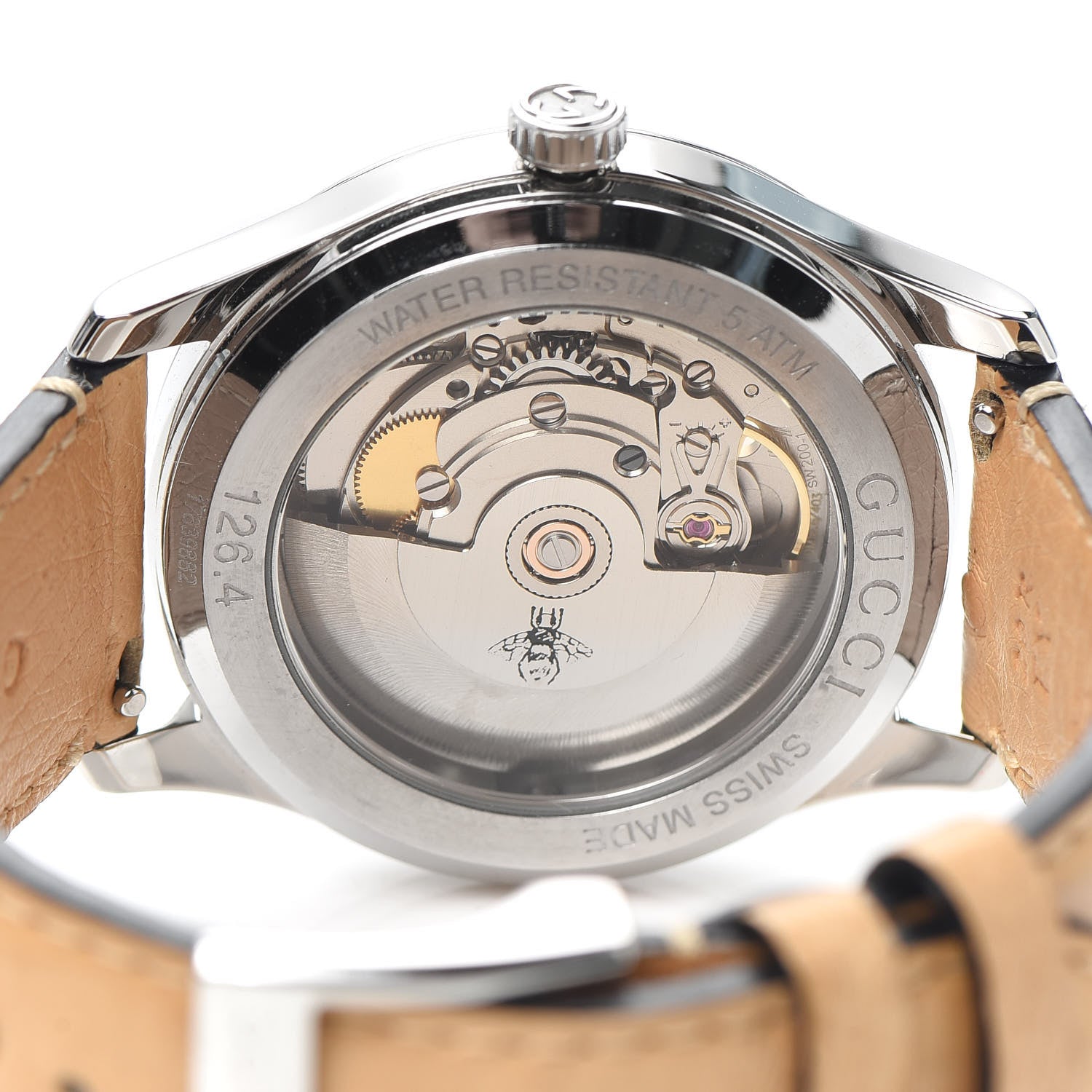 Gucci Stainless Steel Ostrich Mother of Pearl 38mm G-Timeless Cat Automatic Watch 4 of 5