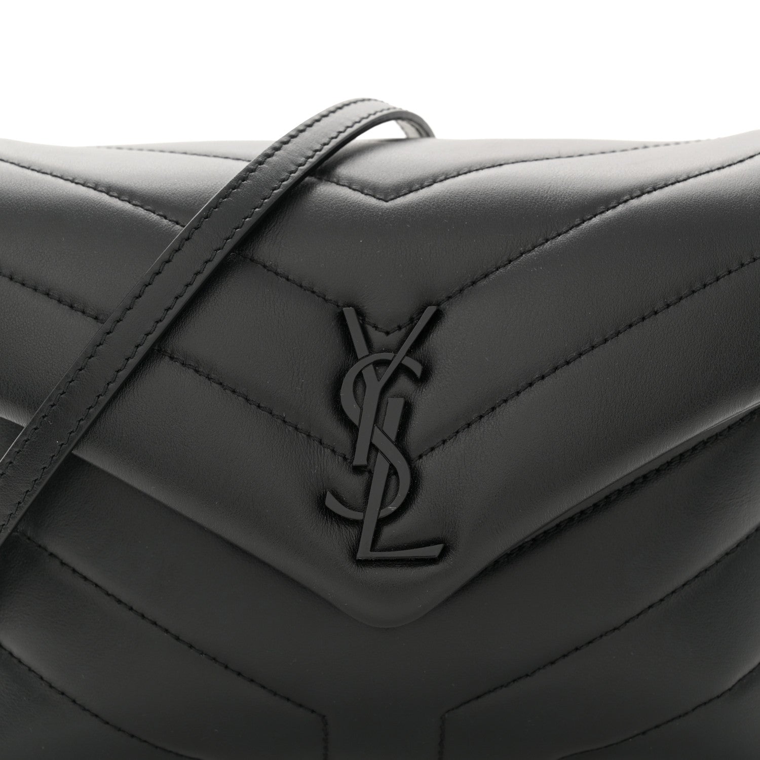 Saint Laurent Calfskin Y Quilted Monogram Monochrome Toy Loulou Crossbody Bag Black 8 of 11