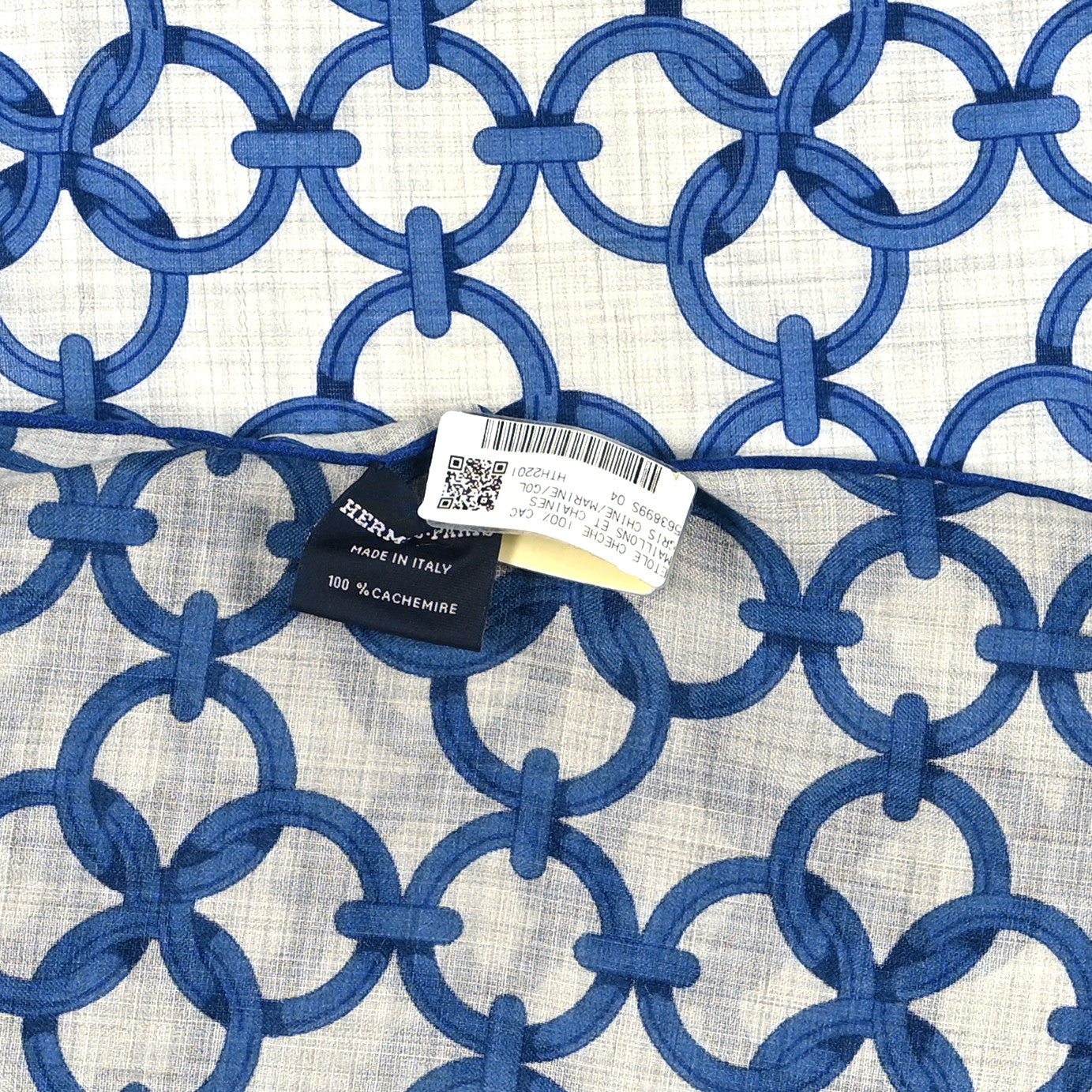 Cashmere Maillons Et Chaines Rectangle Gris Chine Marine Gold