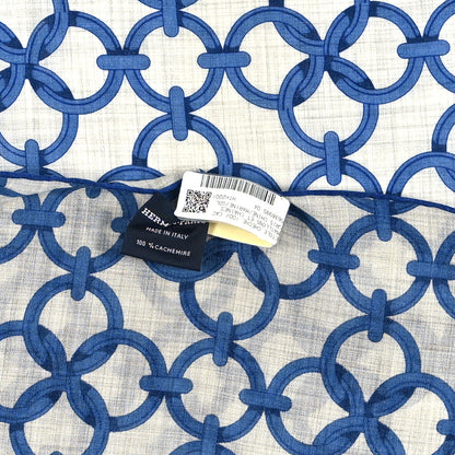 Hermes Cashmere Maillons Et Chaines Rectangle Gris Chine Marine Gold 2 of 4