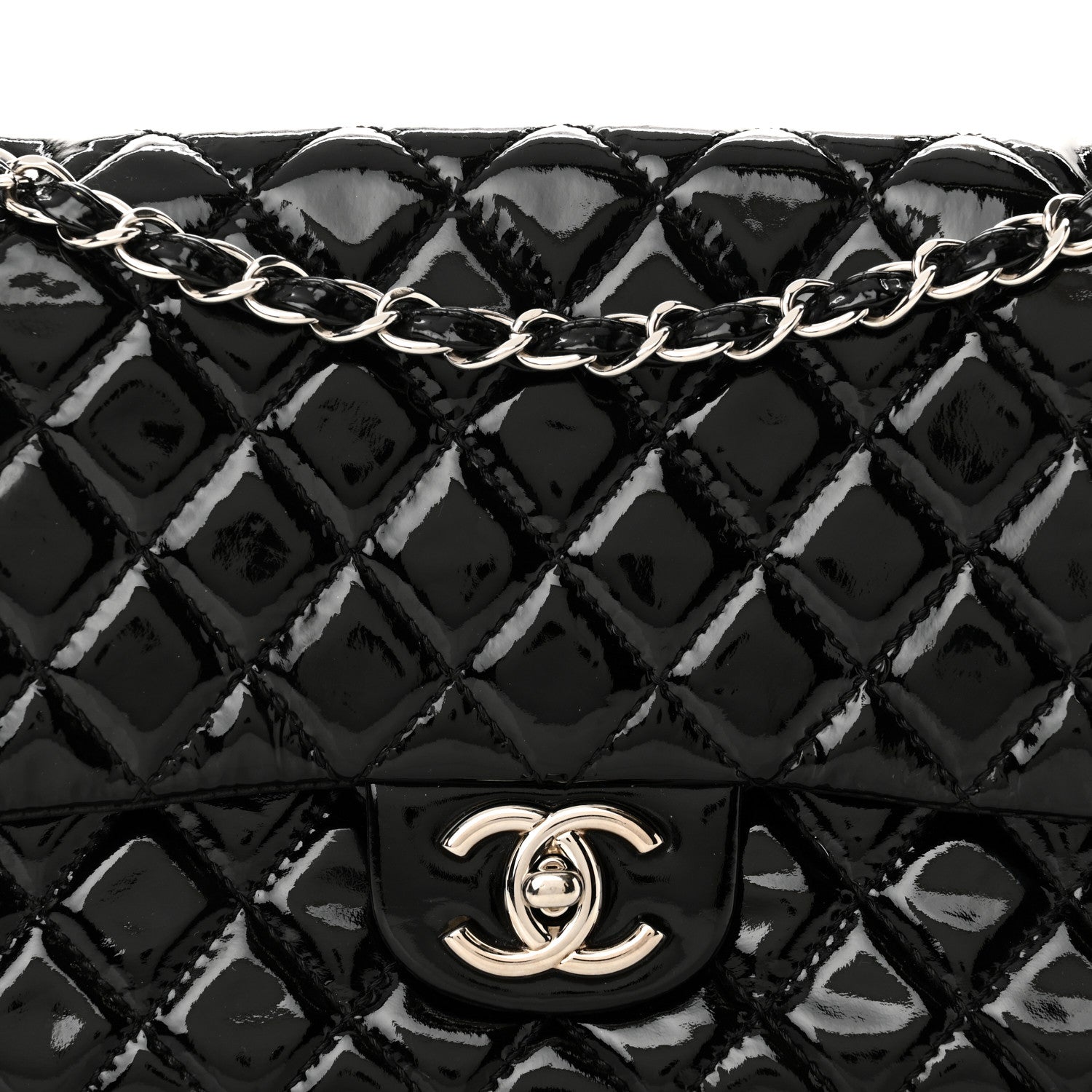 Chanel Patent Calfskin Quilted Medium Double Flap Black 8 of 10