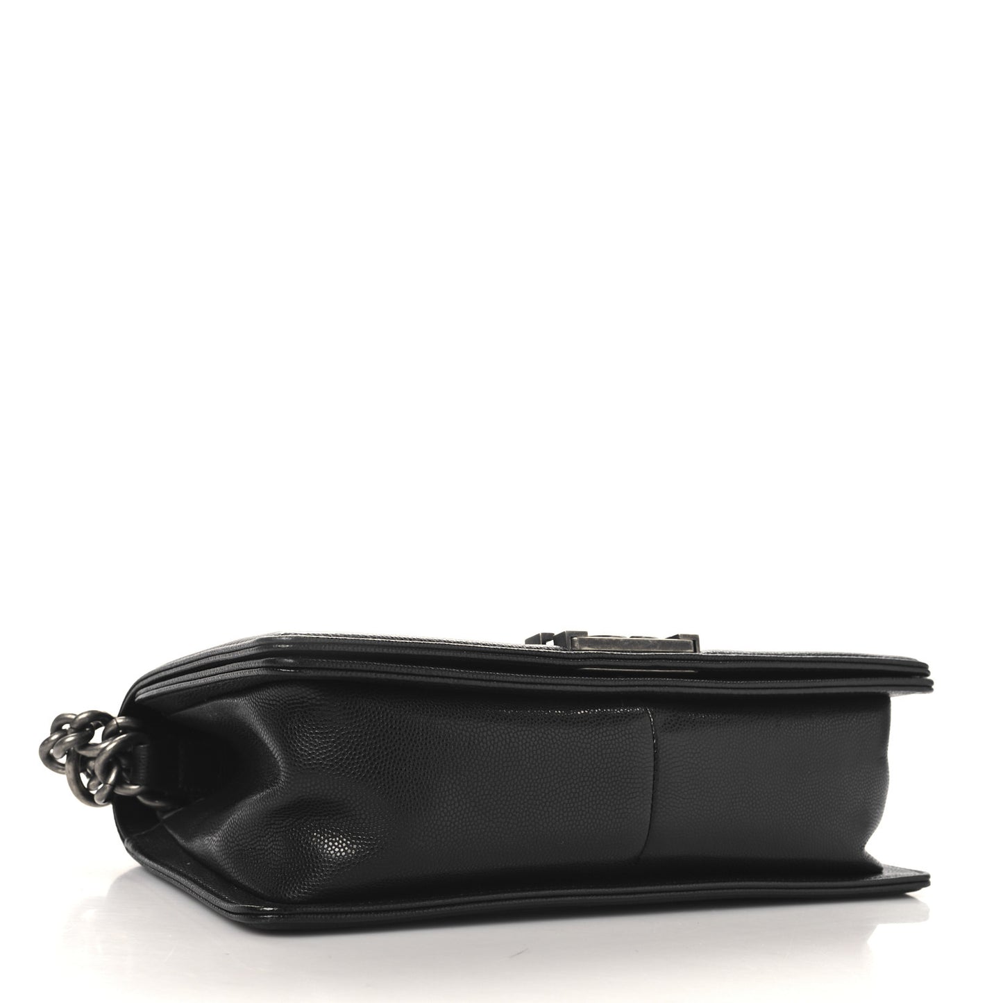 Caviar Chevron Quilted Medium Boy Flap Black