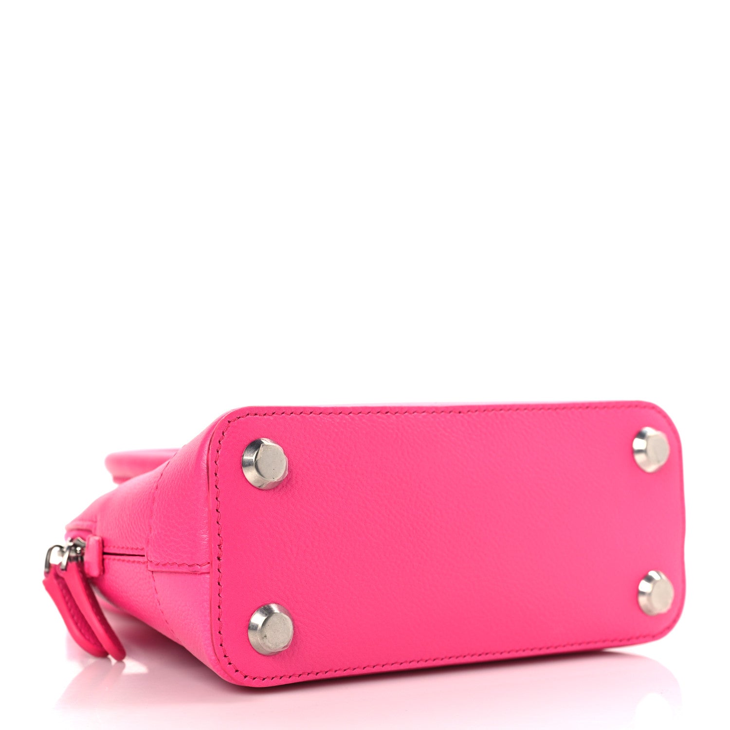 Balenciaga Grained Calfskin Logo XXS Ville Top Handle Bag Acid Fuchsia Black 4 of 9