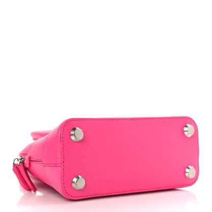 Balenciaga Grained Calfskin Logo XXS Ville Top Handle Bag Acid Fuchsia Black 4 of 9