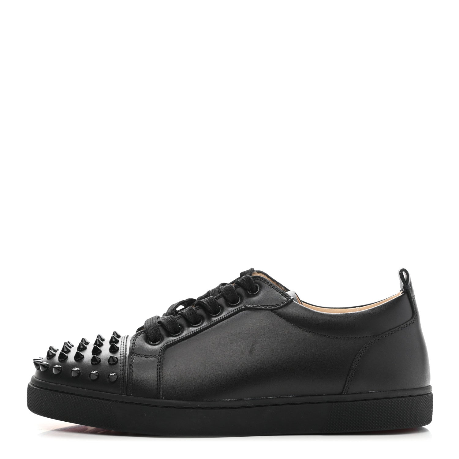 Christian Louboutin Calfskin Mens Louis Junior Spikes Flat Sneakers 38 Black 1 of 10