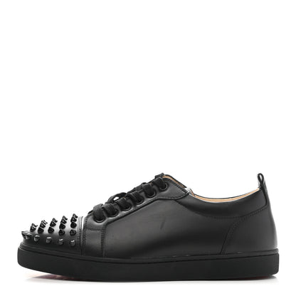 Christian Louboutin Calfskin Mens Louis Junior Spikes Flat Sneakers 38 Black 1 of 10
