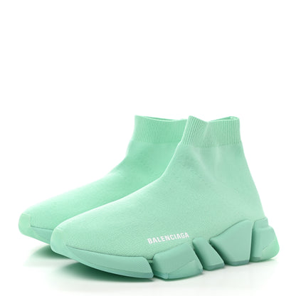 Balenciaga Technical 3D Recycled Knit Womens Speed 2.0 Transparent Sole Sneakers 40 Mint 3 of 8