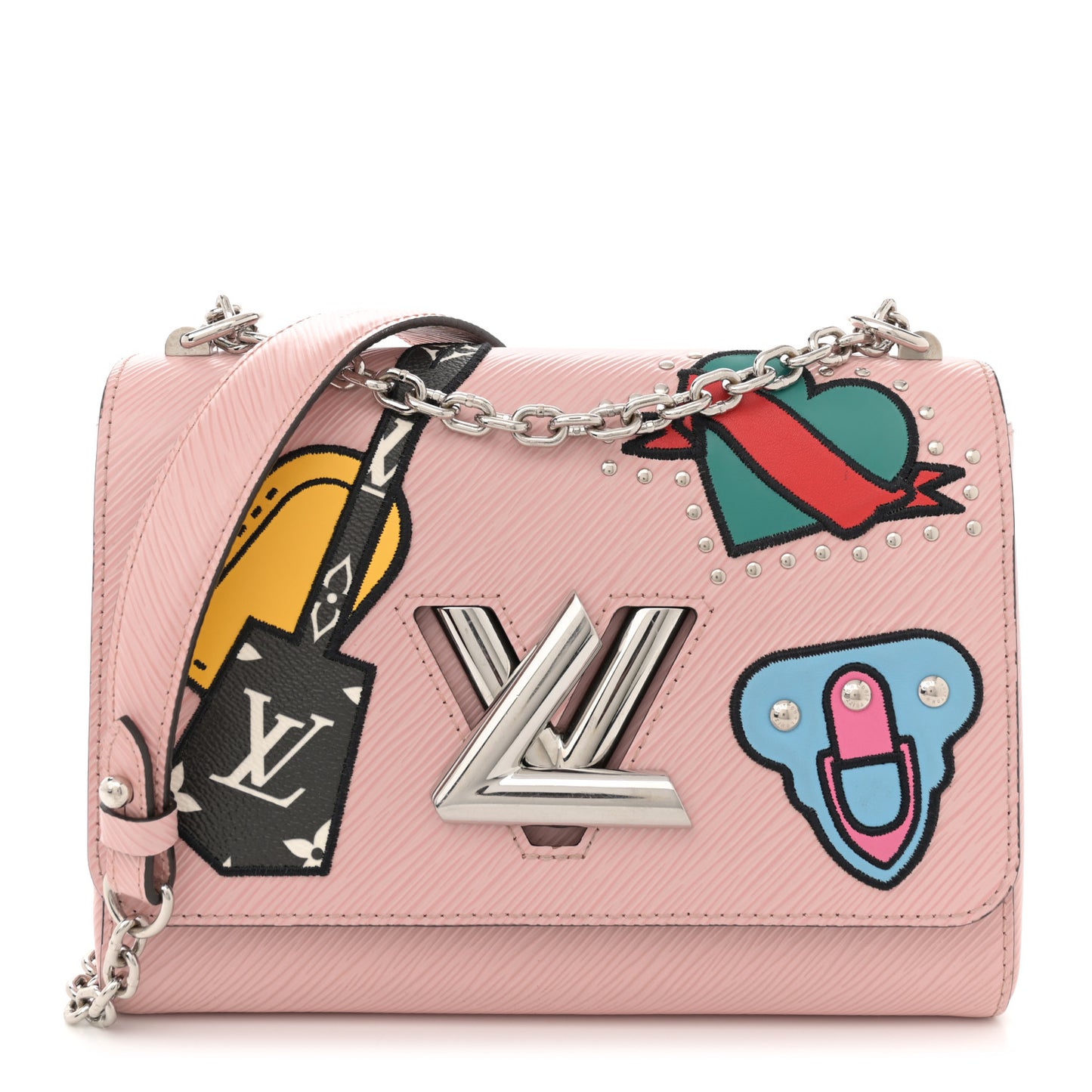 Epi Travel Stickers Twist Shoulder Bag MM Rose Ballerine