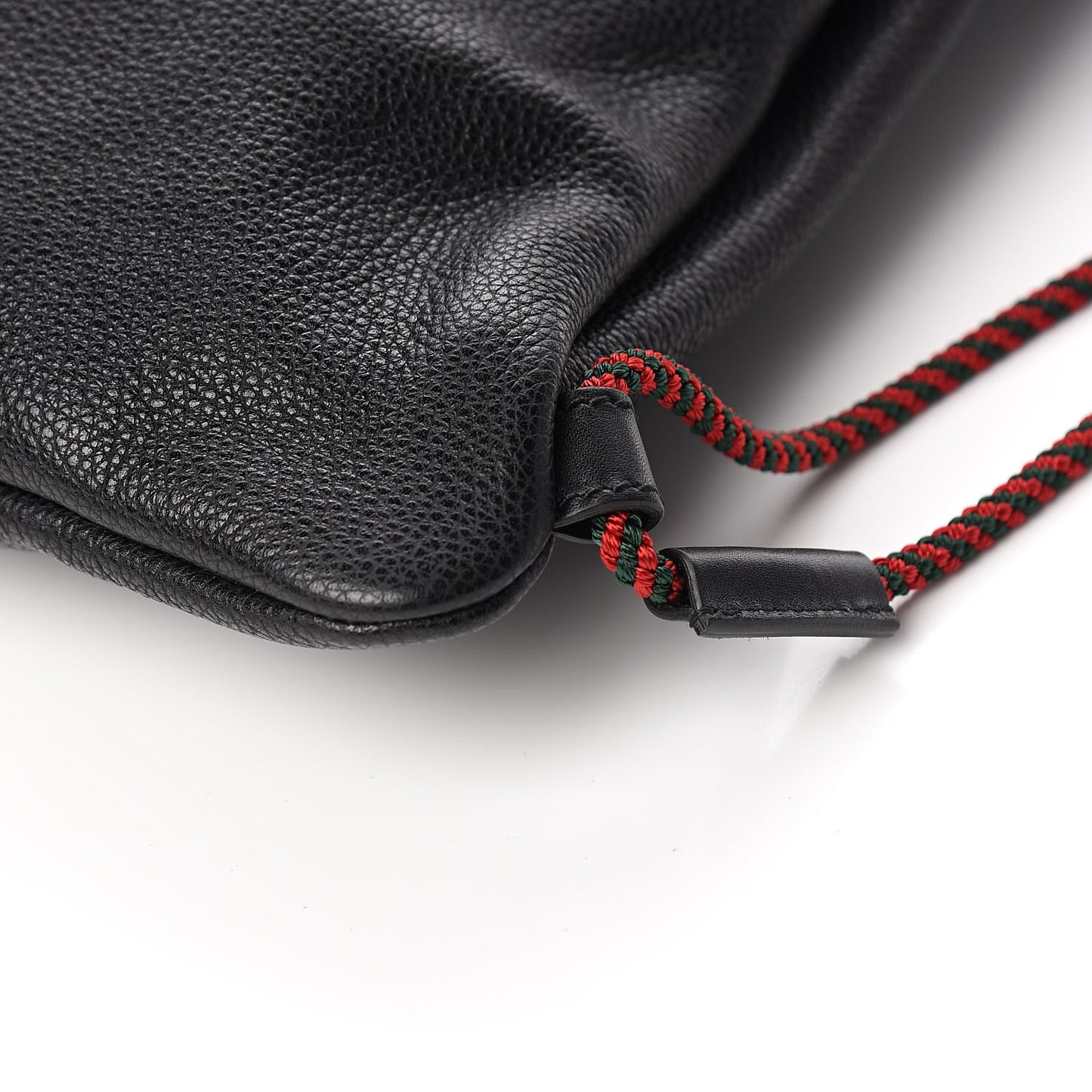 Calfskin Logo Drawstring Backpack Black