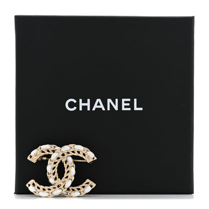 Chanel Lambskin CC Chain Brooch White Gold 6 of 6