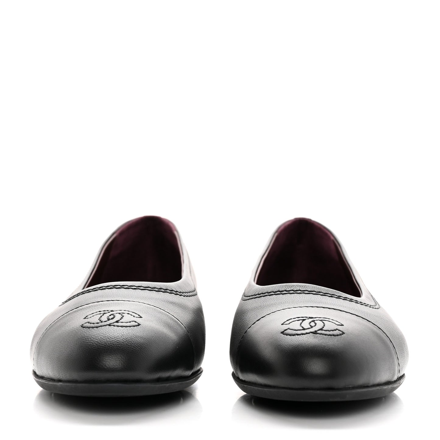 Lambskin Cap Toe CC Ballerina Flats 40 Black
