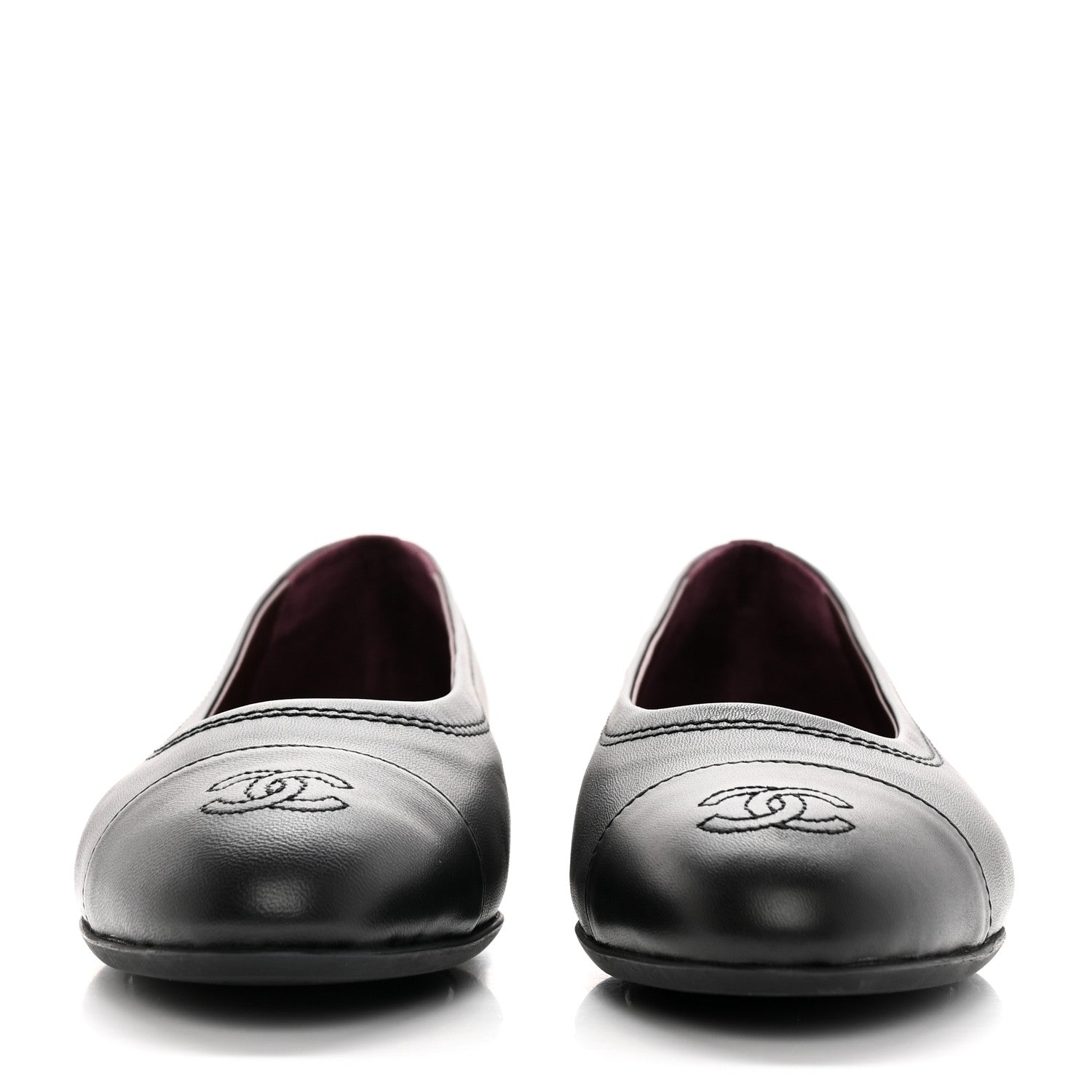 Chanel Lambskin Cap Toe CC Ballerina Flats 40 Black 2 of 15