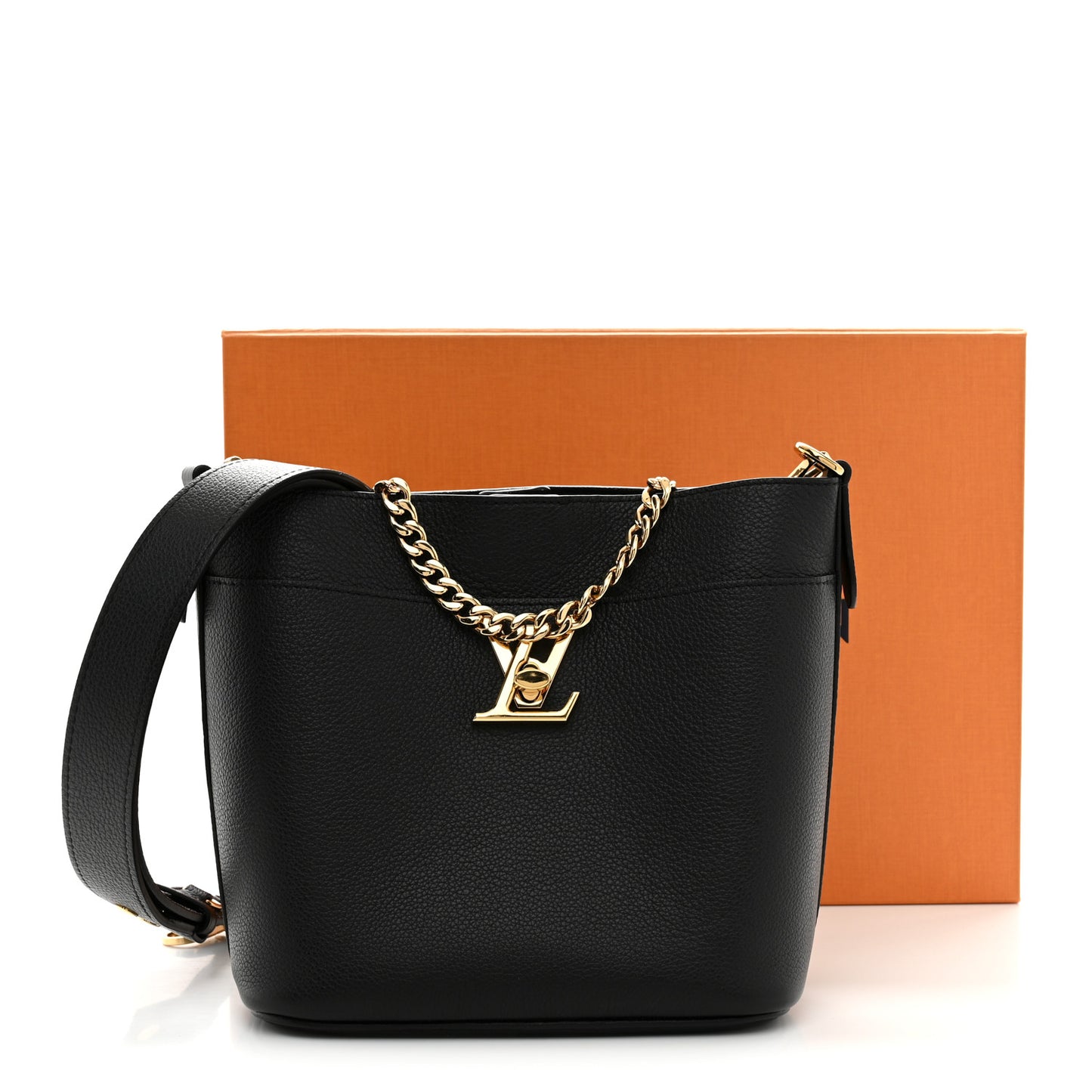 Calfskin Lock and Walk Bucket Black