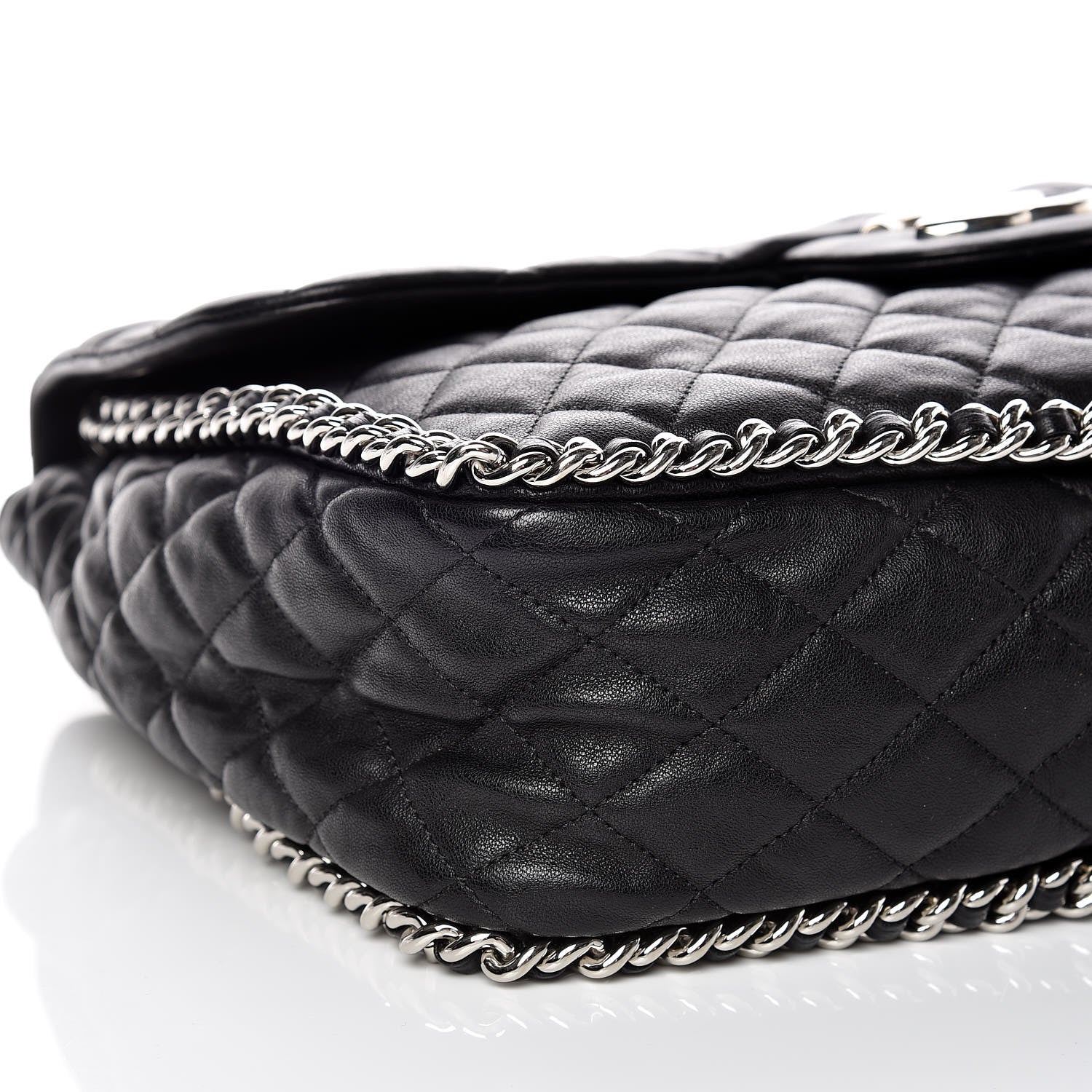 Chanel Washed Lambskin Quilted Maxi Chain Around Flap Black 5 of 9