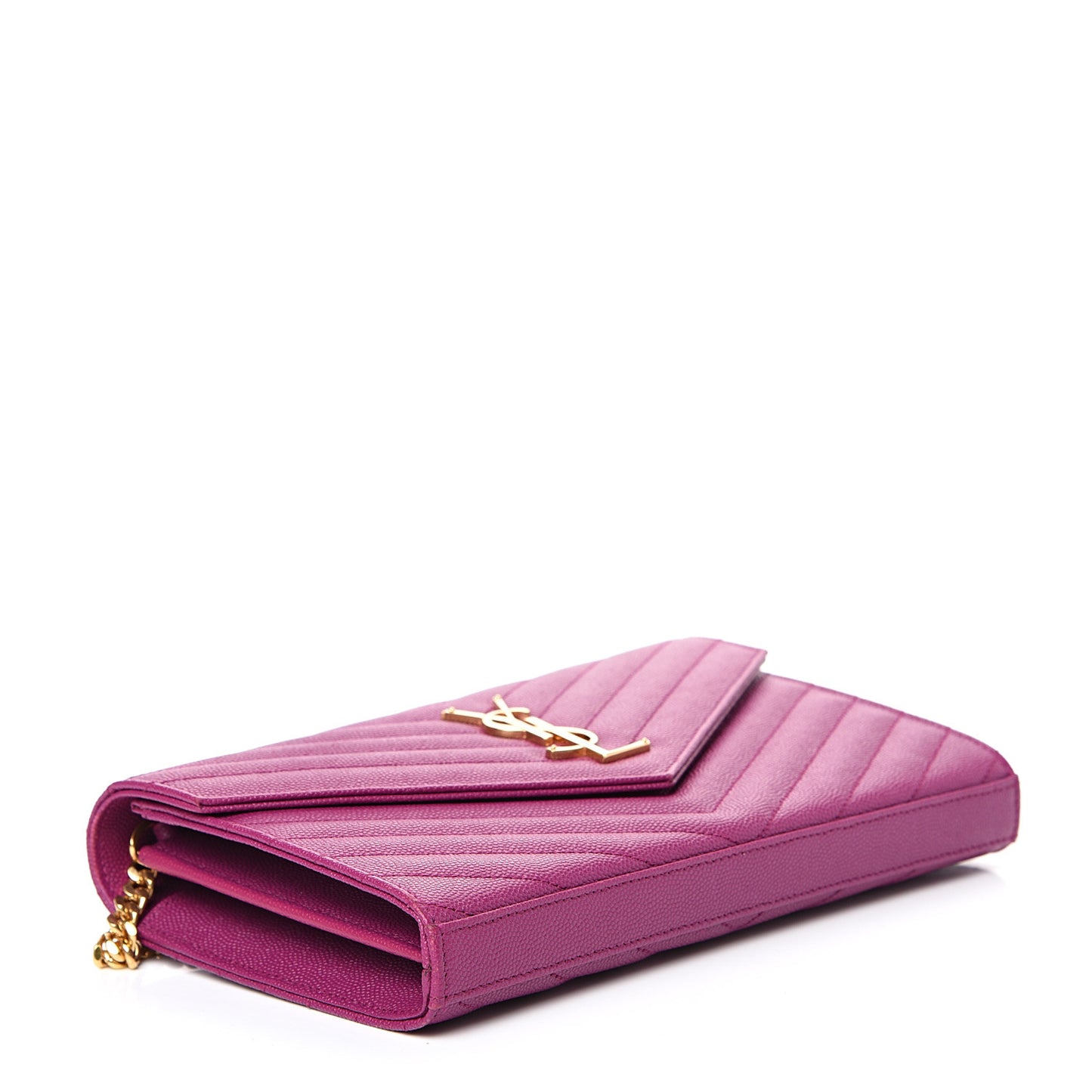 Grain De Poudre Matelasse Chevron Monogram Chain Wallet Dark Grape