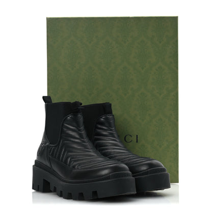 Gucci Calfskin Nappa Matelasse Frances Chelsea Boots 37 Black 15 of 15
