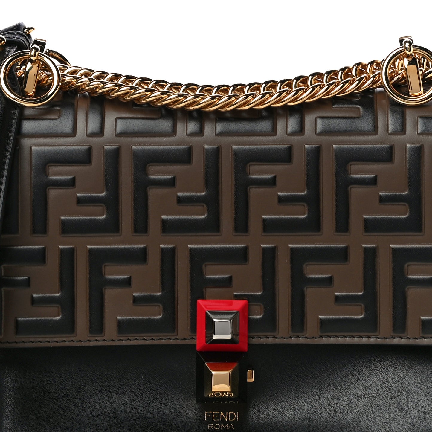 Vitello Liberty Bi-Color FF 1974 Embossed Small Kan I Shoulder Bag Black Maya