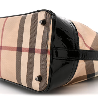 Burberry Nova Check Patent Medium Tote Black 10 of 13