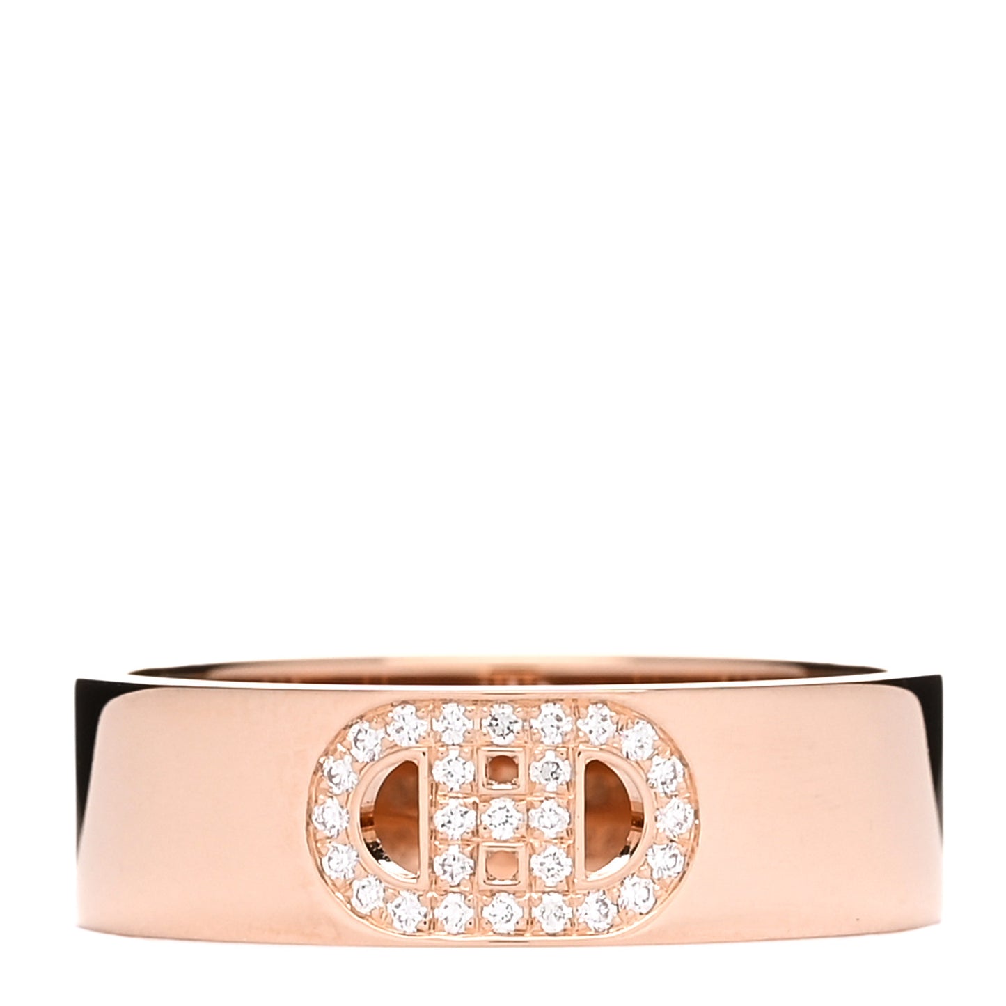 18K Rose Gold Diamond PM H D'Ancre Ring 52 6