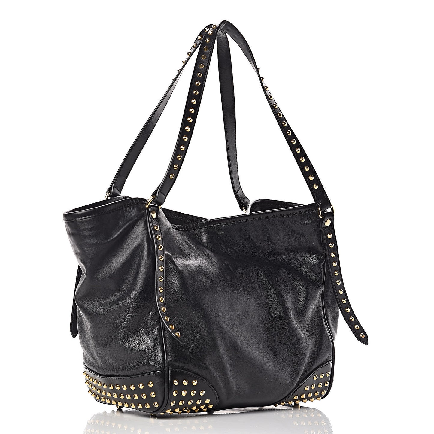 Lambskin Bridle Studs Small Canterbury Tote Black