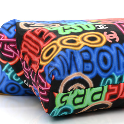 Chanel Caviar Fabric Graffiti Foldable Tote Bag With Chain Black Multicolor 10 of 18