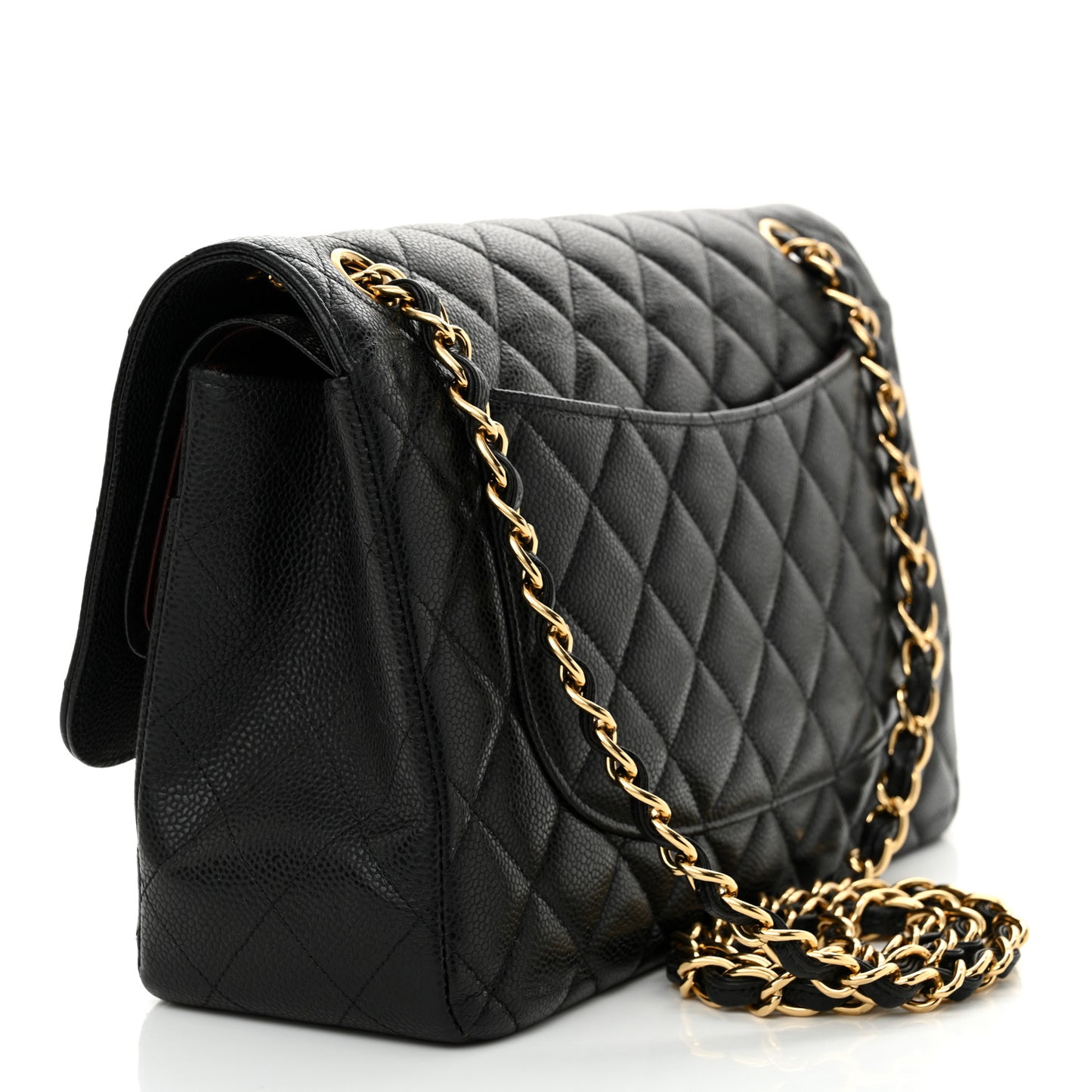 Caviar Quilted Jumbo Double Flap Black