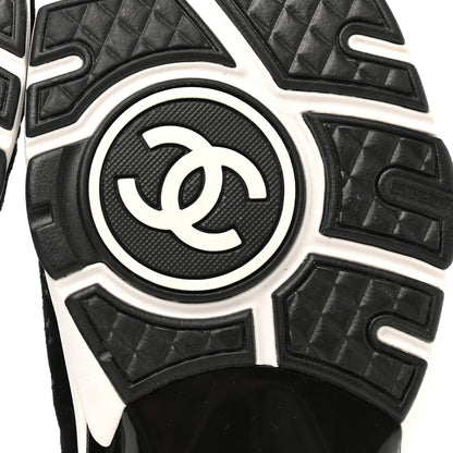 Chanel Suede Calfskin Printed CC Sneakers 35.5 Black 6 of 9