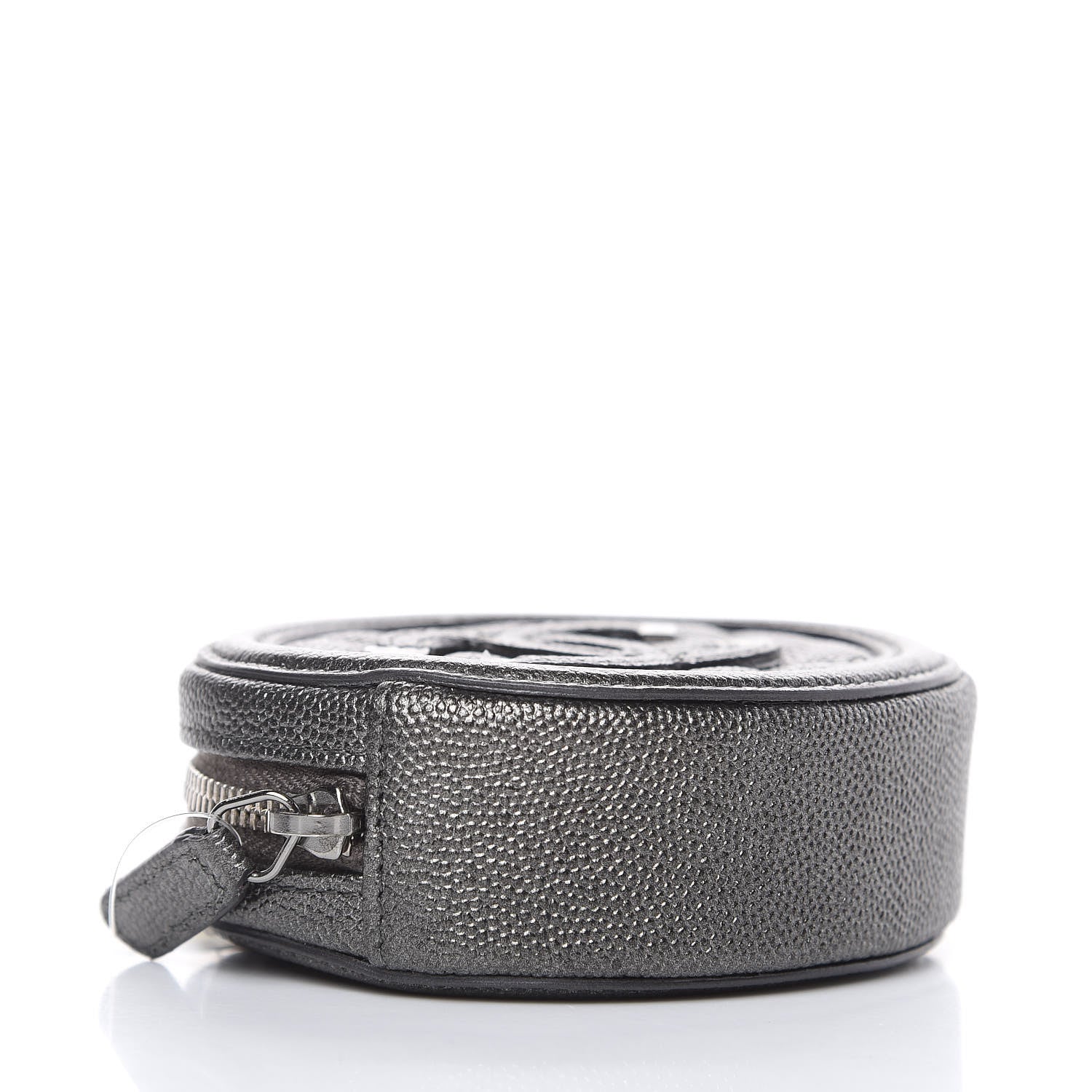 Chanel Metallic Caviar Quilted Filigree Zip Around Classic Coin Purse Dark Silver 4 of 8