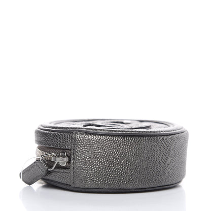 Chanel Metallic Caviar Quilted Filigree Zip Around Classic Coin Purse Dark Silver 4 of 8