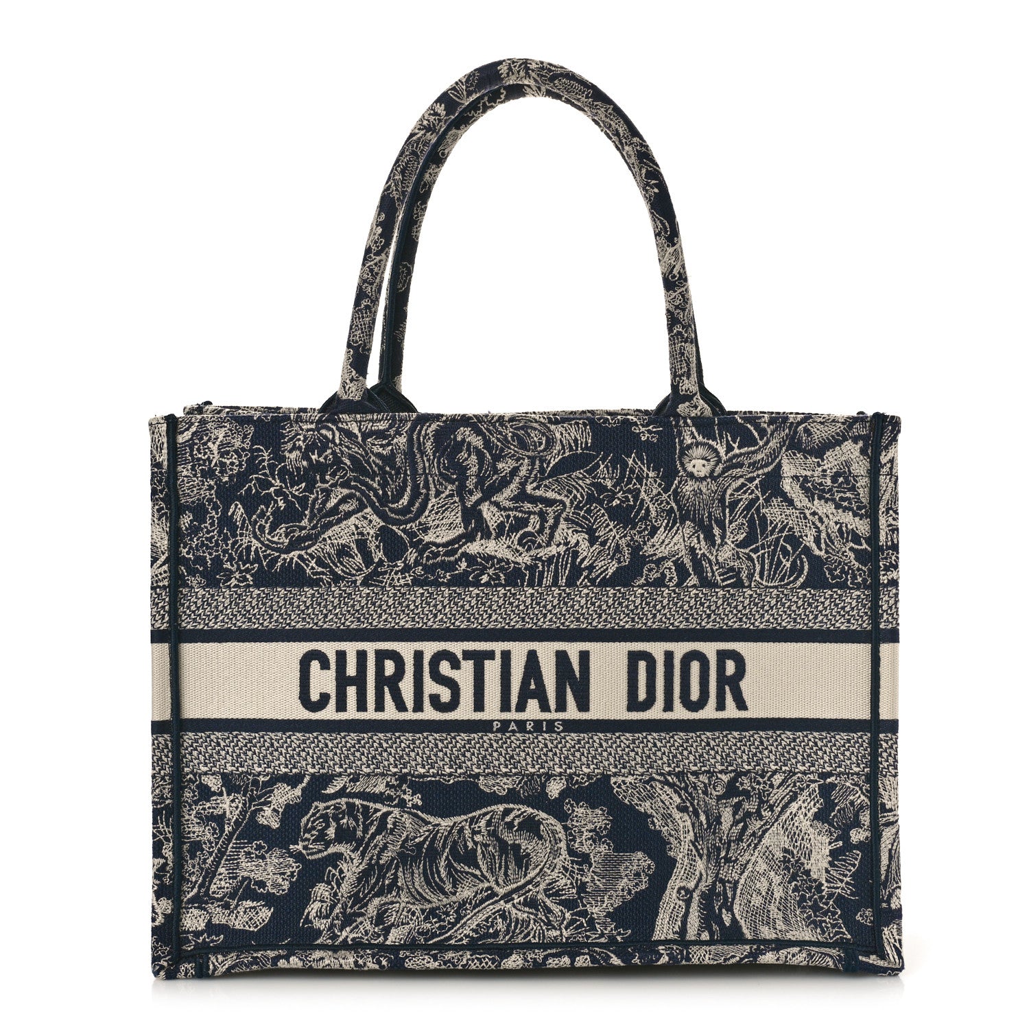 Christian Dior Canvas Embroidered Medium Dioriviera Toile De Jouy Reverse Book Tote Blue 1 of 8