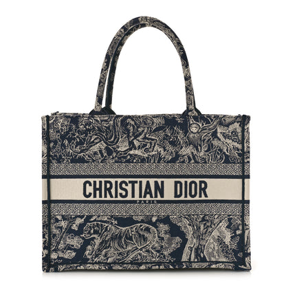 Christian Dior Canvas Embroidered Medium Dioriviera Toile De Jouy Reverse Book Tote Blue 1 of 8