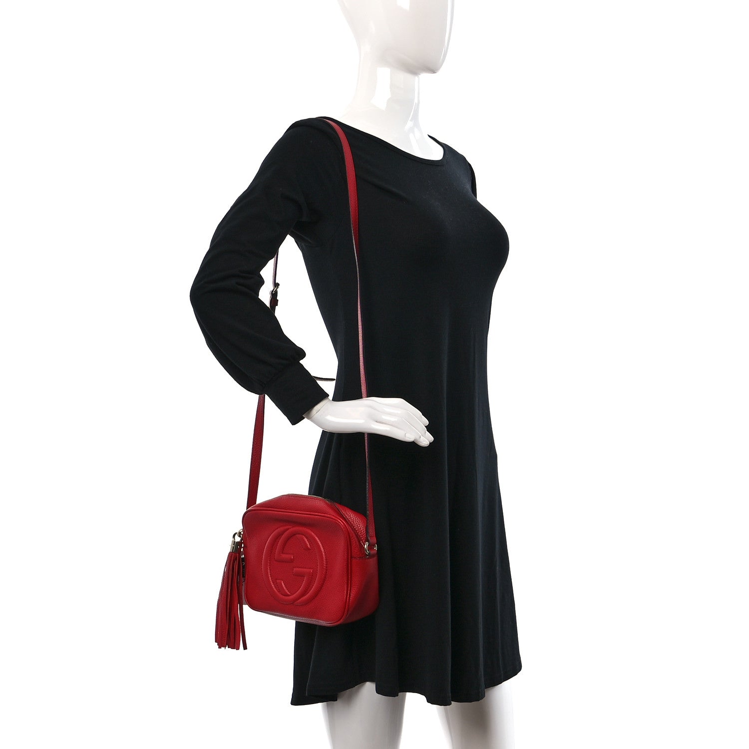 Gucci Pebbled Calfskin Small Soho Disco Bag Vibrant Red 2 of 8