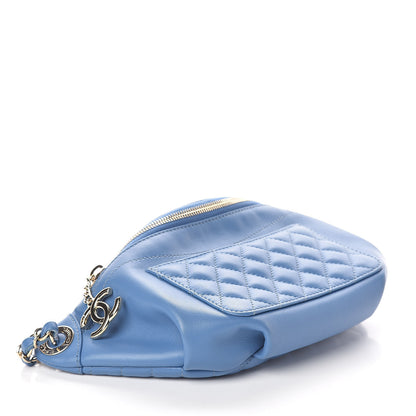 Chanel Lambskin Quilted Bi Waist Bag Fanny Pack Blue 4 of 11