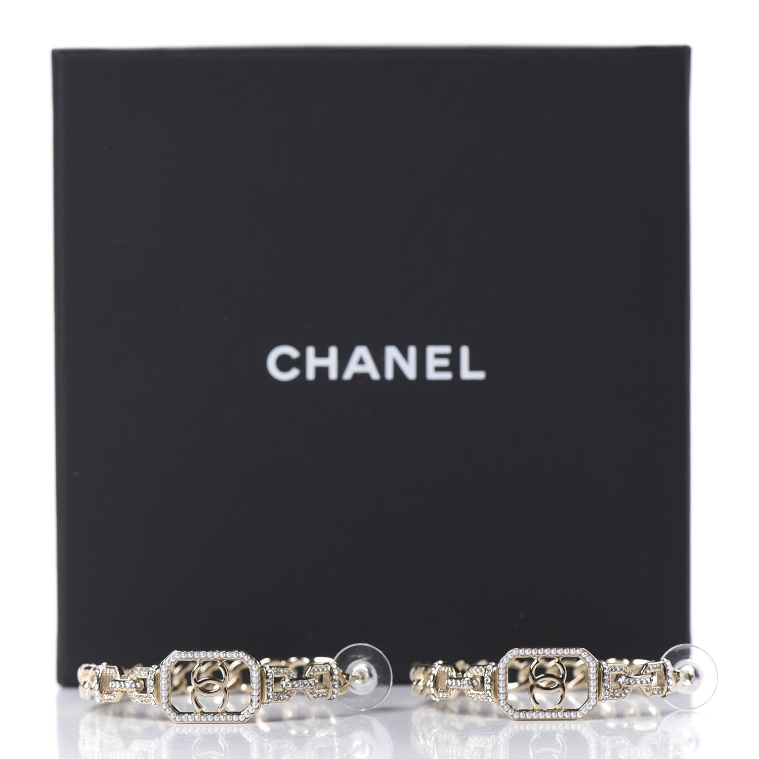 Chanel Crystal CC Vendome Hoop Earrings Gold 10 of 10