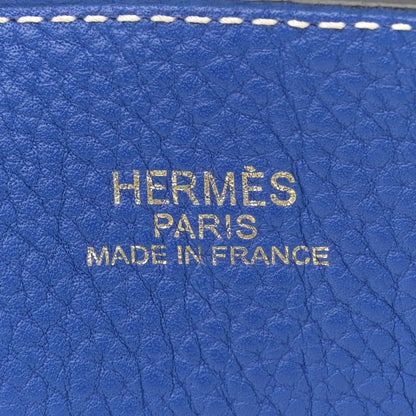 Hermes Taurillon Clemence Double Sens 36 Reversible Tote Etain Bleu Electrique 9 of 16