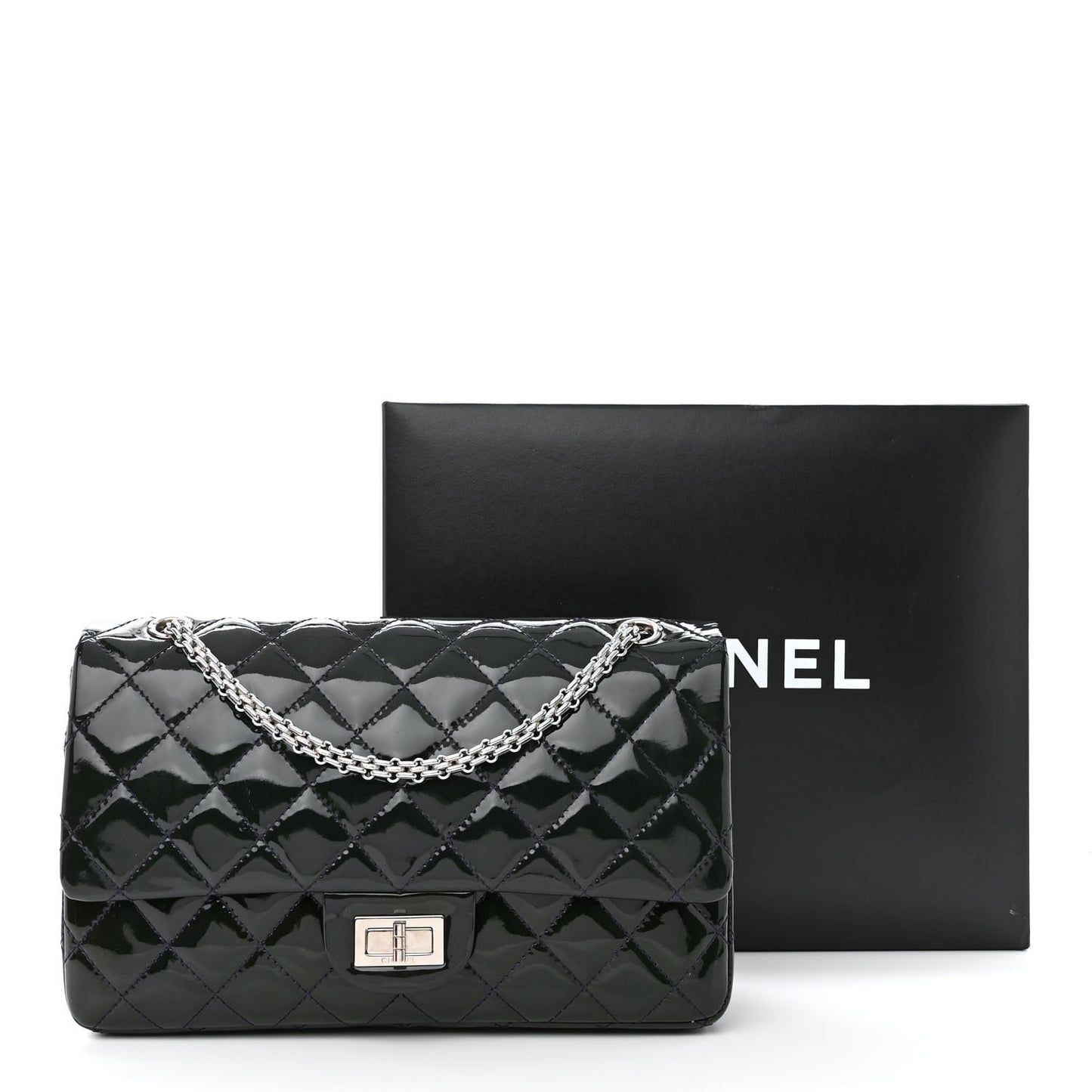 Patent Calfskin Quilted 2.55 Reissue 227 Flap Dark Blue