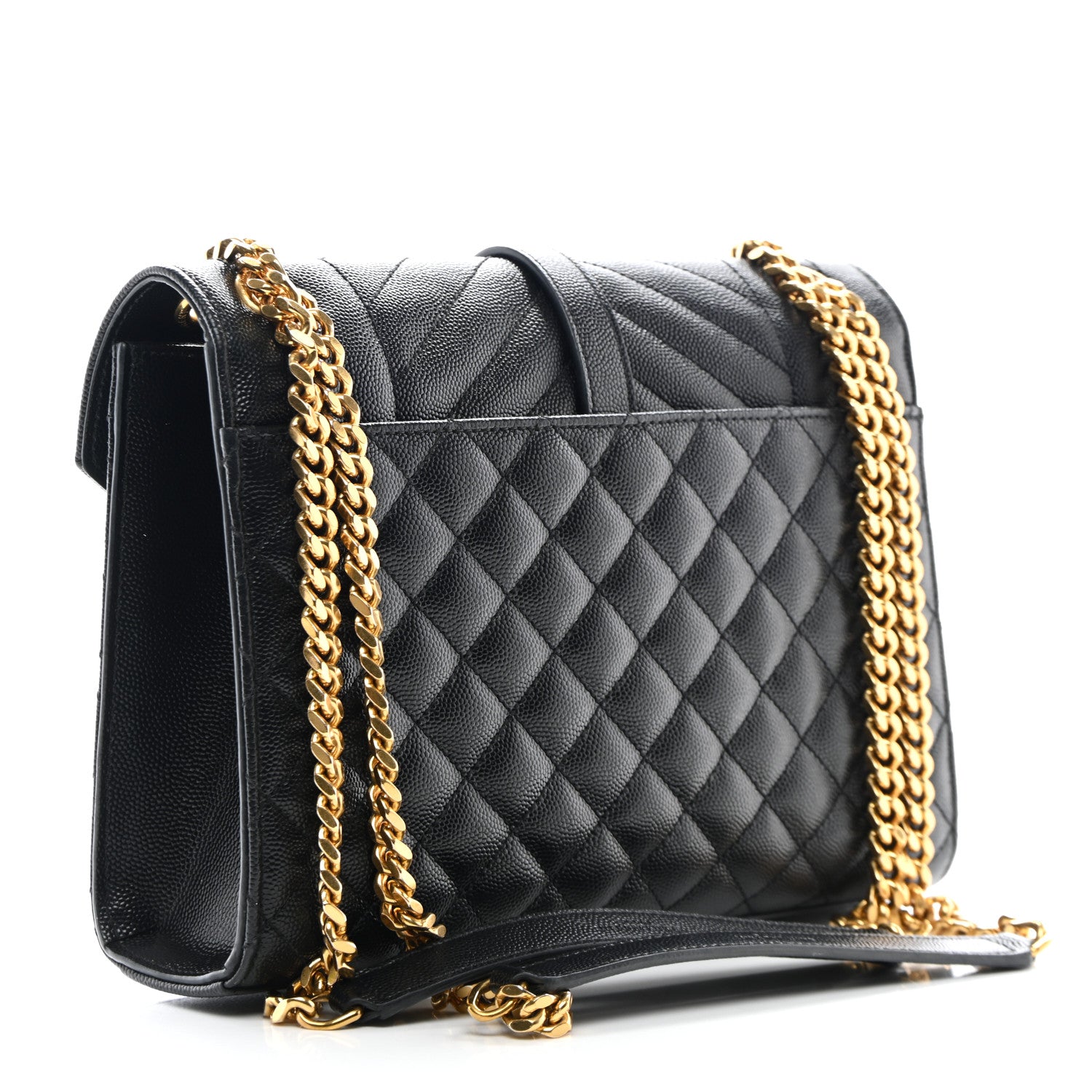 Saint Laurent Grain De Poudre Textured Mixed Matelasse Triquilt Medium Monogram Satchel Black 3 of 11