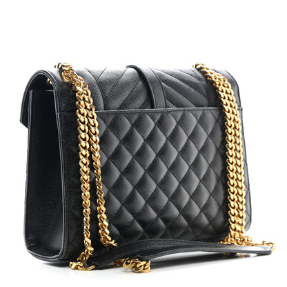 Saint Laurent Grain De Poudre Textured Mixed Matelasse Triquilt Medium Monogram Satchel Black 3 of 11