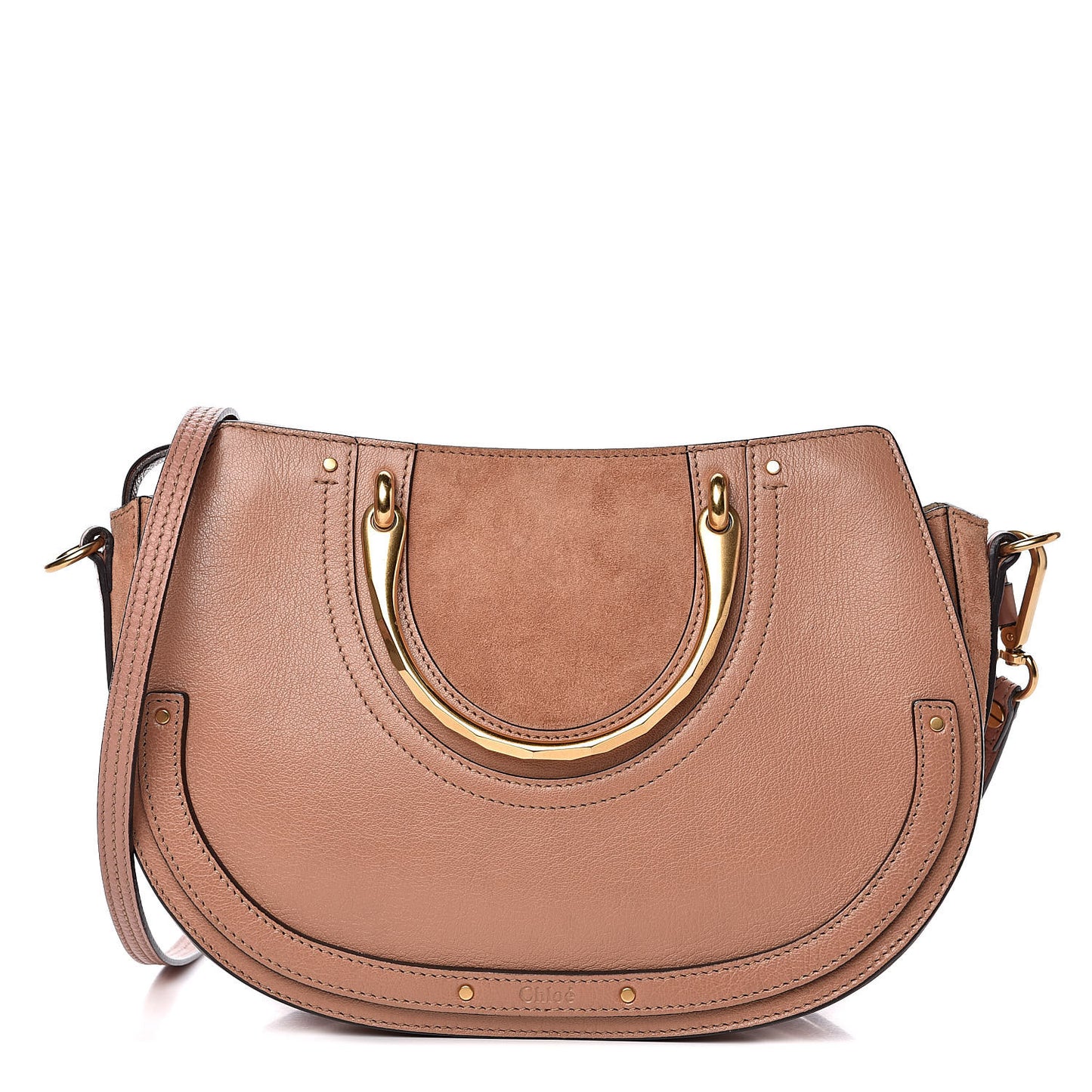 Calfskin Suede Medium Pixie Shoulder Bag Nougat