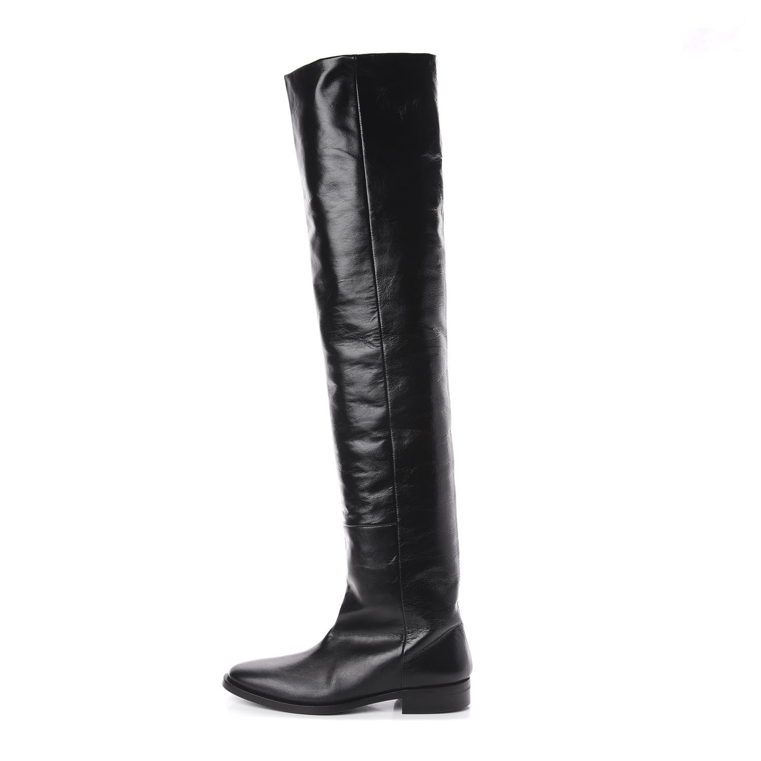 Saint Laurent Calfskin Thigh High Boots 35.5 Black 1 of 6