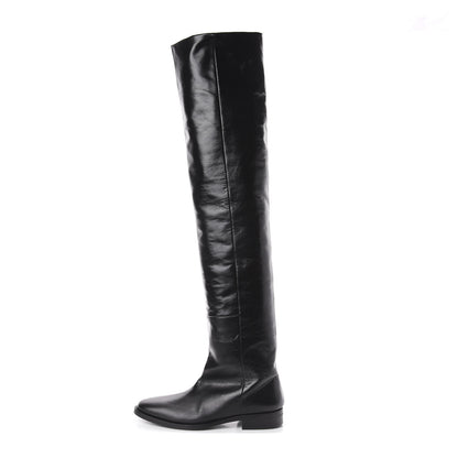 Saint Laurent Calfskin Thigh High Boots 35.5 Black 1 of 6