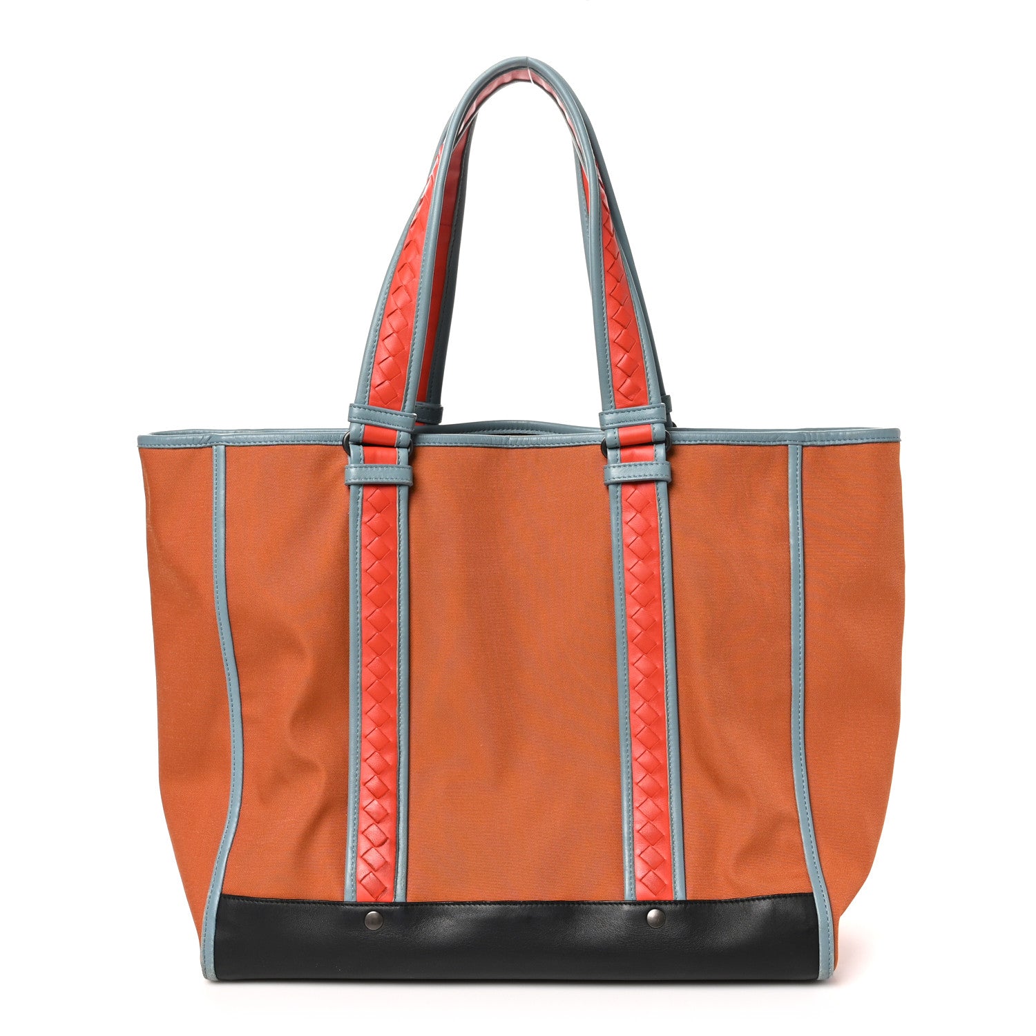 Bottega Veneta Tech Canvas Nappa Intrecciato Meridian Tote Orange Tweedia Poppy 1 of 10