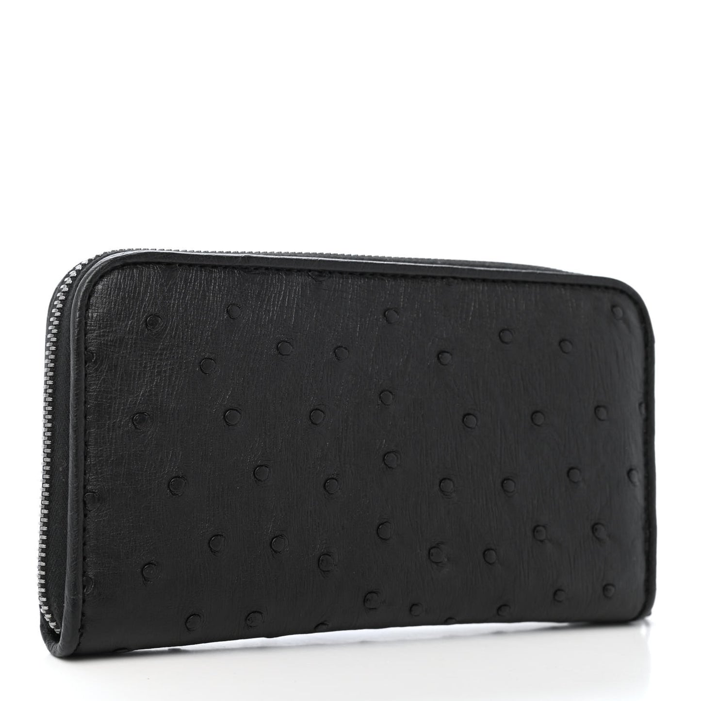 Ostrich Zip Around Wallet Black