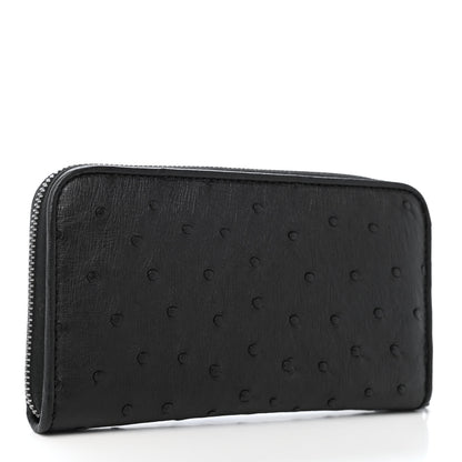 Bottega Veneta Ostrich Zip Around Wallet Black 2 of 4