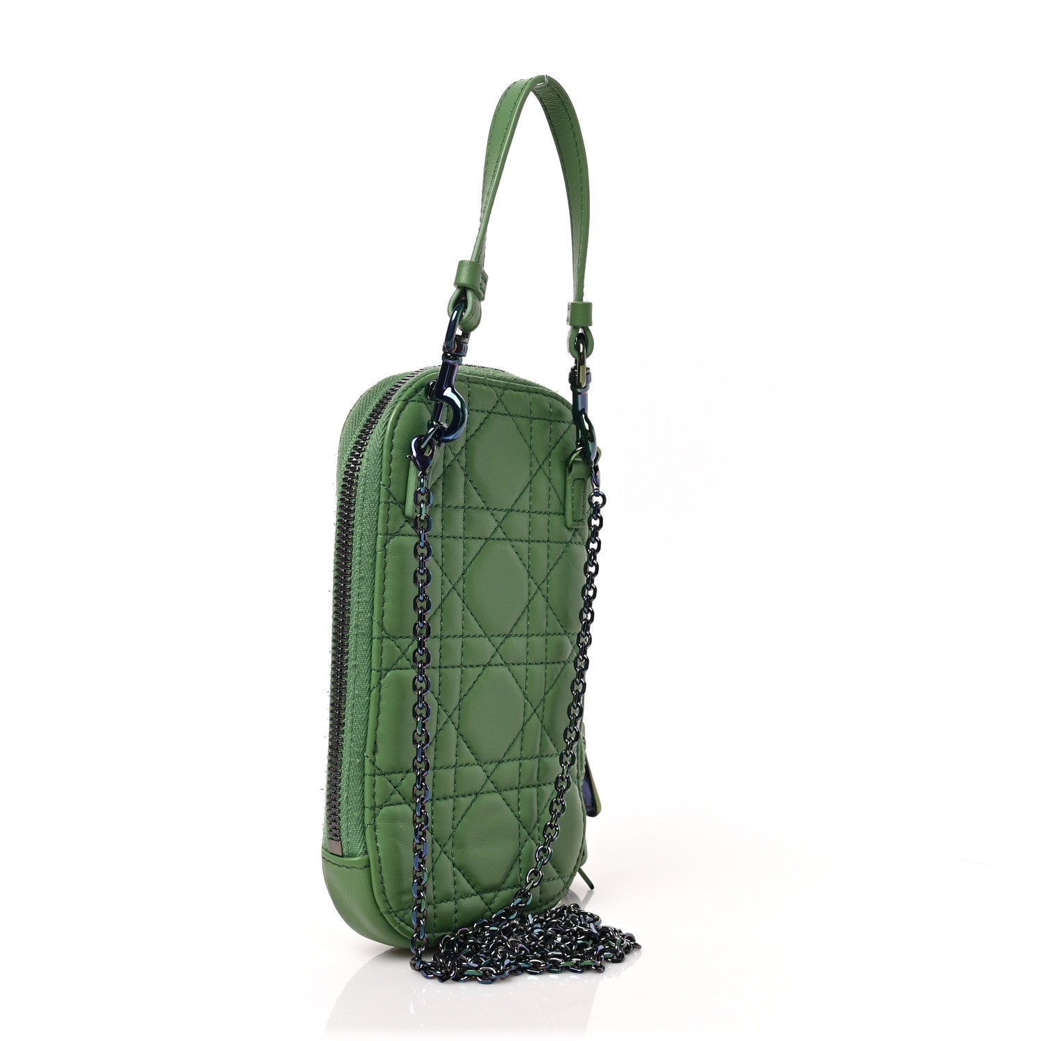 Christian Dior Lambskin Cannage Lady Dior Phone Holder Green 2 of 7