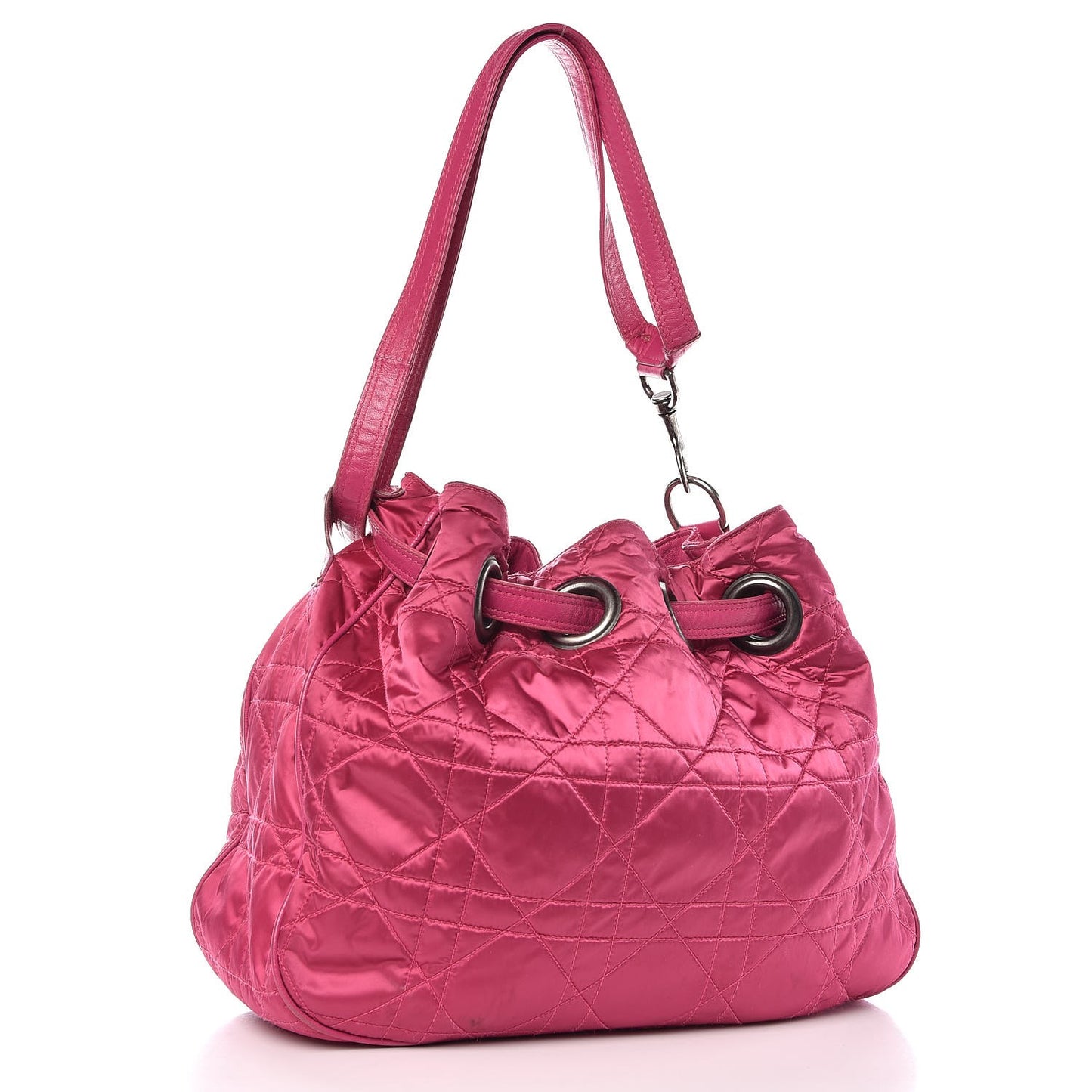 Satin Cannage Drawstring Bag Pink