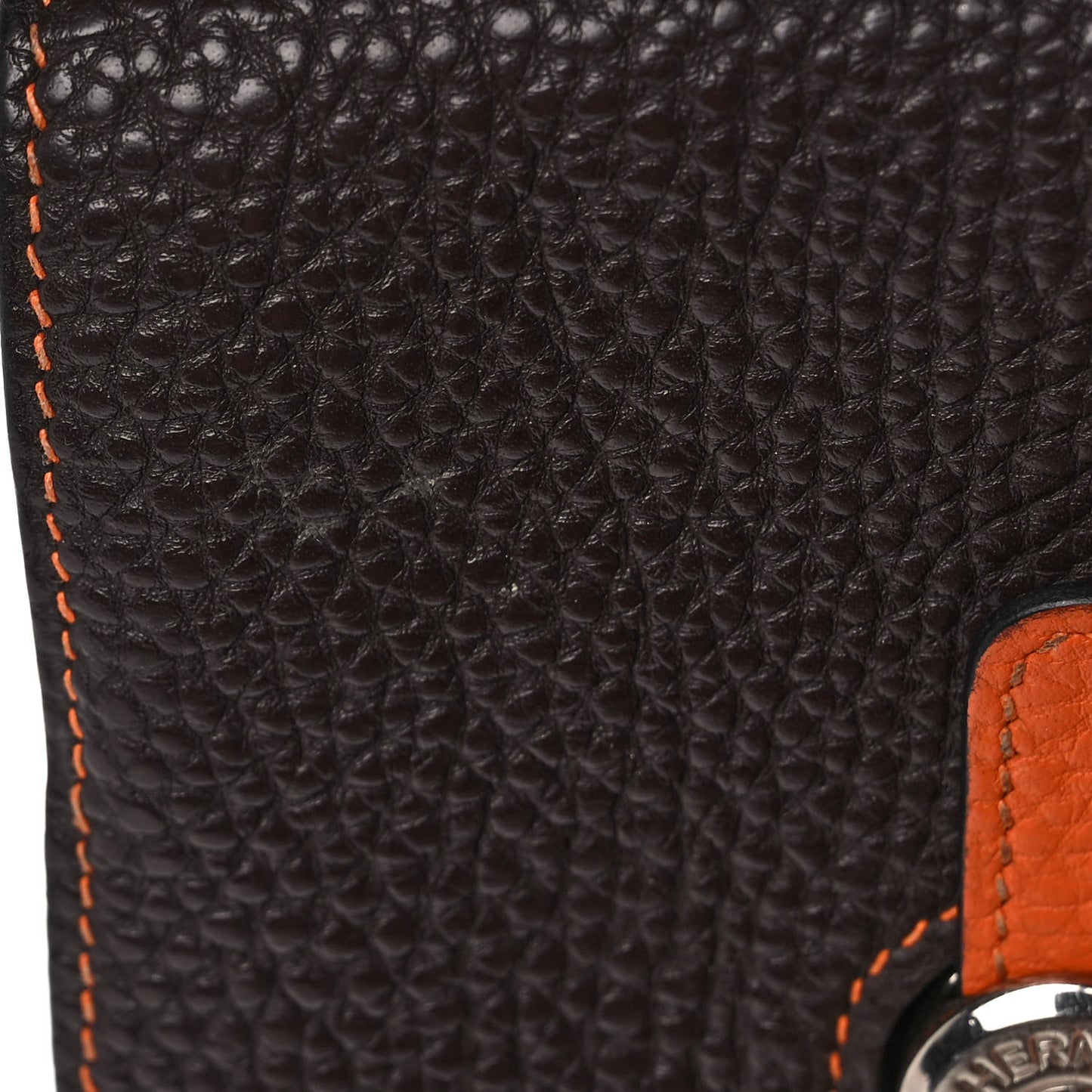 Togo Dogon Card Case Black Orange