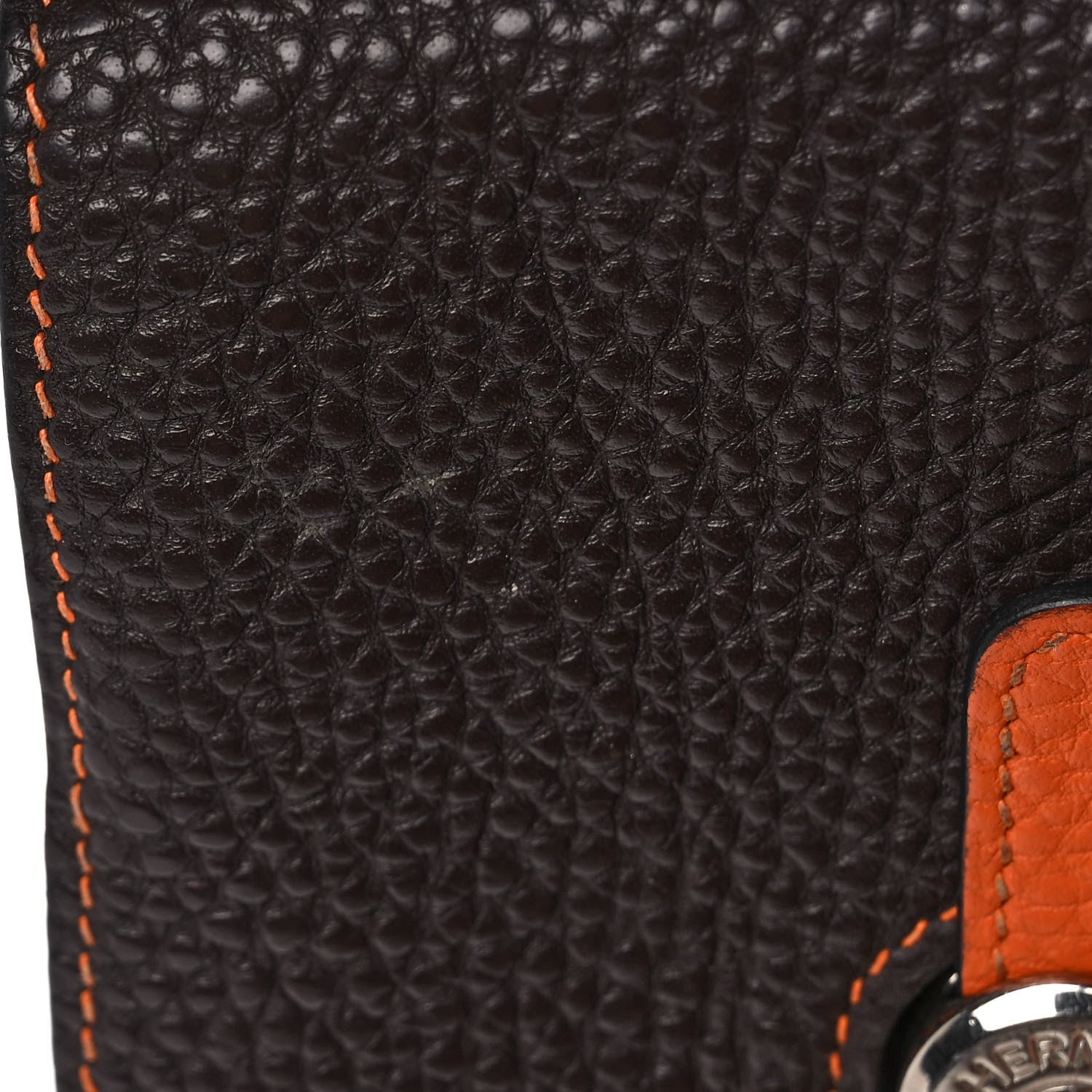 Hermes Togo Dogon Card Case Black Orange 10 of 11