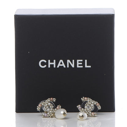 Chanel Pearl Crystal CC Charm Drop Earrings Light Gold Pink 5 of 5