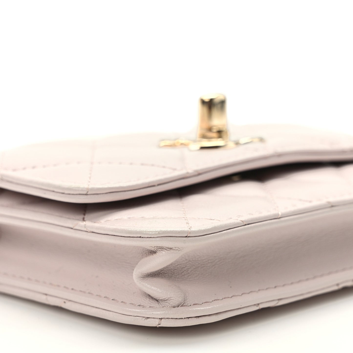 Lambskin Quilted Trendy CC Card Holder On Chain Light Purple